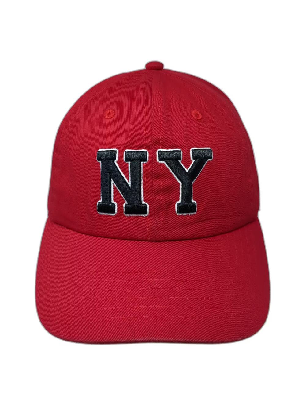 Newhattan NY Embroidered Cotton Baseball Cap Red OS Adjustable Slideback Hat